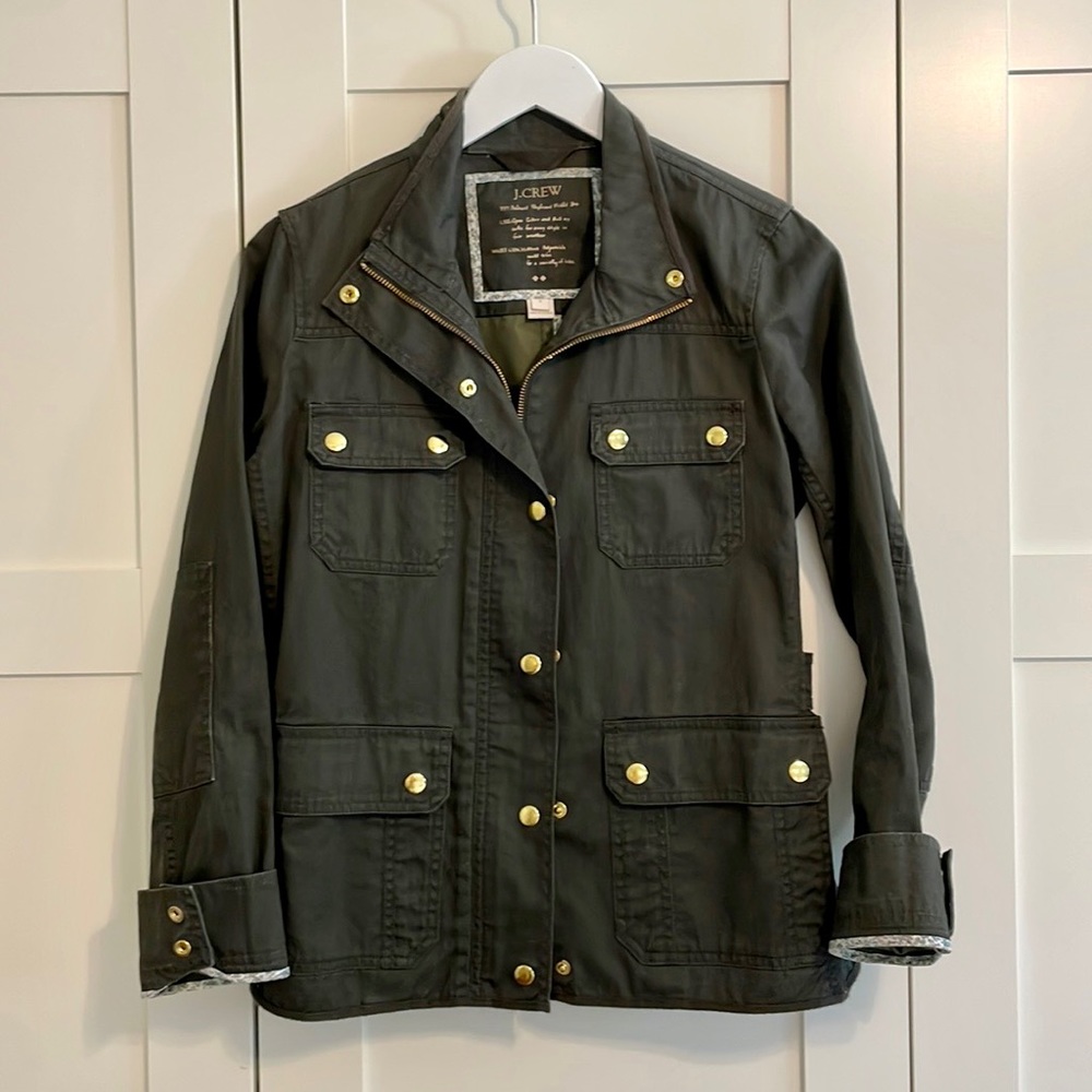 J.Crew relaxed boyfriend jacket | Army green | Gold Buttons